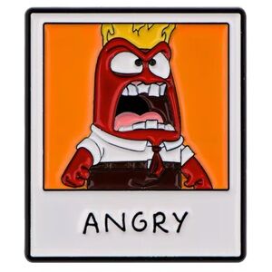 Inside Out Enamel Metal Pin, Anger Emotion, Movie Pin, Red & White